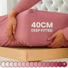 H&R Extra Deep Fitted Sheet 40 Cm (16 Inch) Pocket Soft Brushed Microfiber Mattress Bed Sheet Breathable, Shrink & Fade Resistant All Around Elastic, Machine Washable Sheet For Home Bedroom - Pink - View 5