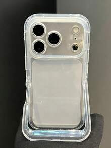 極簡純色透明支架手機殼，適用 17ProMax 17Pro 17 16 15 14 13 Pro Max，鏡頭保護軟背蓋 - 無色 - 查看 1
