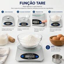 Balança Digital de Cozinha 5Kg Vidro Temperado - Multicolorido - Visão 7