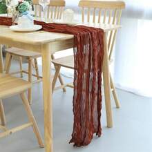 1pc Cheesecloth Table Runner, Semi-Transparent Gauze Tablecloth, Bohemian Or Rustic Style Wedding Table Decor, Suitable For Wedding Decoration, Arch Drapery, Bridal Shower, Holiday Party Decor - Multicolor - View 62