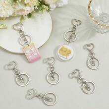8pcs Heart-Shaped Keychain Rings, Alloy Spring Buckle With 8-Figure Rotating Hook, Suitable For Keychain Making, DIY Crafts, Wallet And Handbag Accessories, Perfect For Gift Making - 8 Heart-shaped Flat Circle - View 5