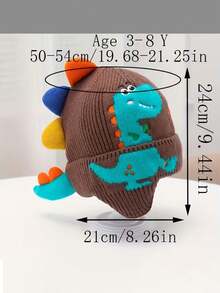 Winter Knitted Hat For Children, Cartoon Dinosaur Pattern With Earmuffs, Cute And Warm, Suitable For Outdoor And Daily Use - Multicolor - View 6