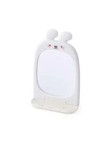 1 pieza Espejo de tocador con diseño de conejo lindo para habitación infantil, espejo de pared para guardería con repisa de almacenamiento para pinzas de cabello, artículos de bebé y artículos esenciales - Multicolor - Ver 9