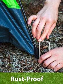 50pcs Landscape Stakes And Washers Set, Garden Stakes Made Of Galvanized Steel, Heavy Duty U-Shaped Lawn Nails, Suitable For Ground Cover, Orchard, Yard And Tent. - Garden U-shaped Ground Stakes - View 4