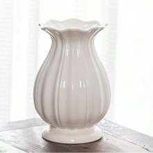 1pc 3D Lemon Embossed Ceramic Vase, White Wavy Edge, Decorative Vase, Home Tabletop Centerpiece - Multi-color - View 13