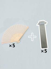 20/10/2/1pc Silk Hand Fan, Decorative Solid Color Fabric Fan, Wedding Gift, Folding Bamboo Fan, DIY Desktop Hanging Ornament - Beige - View 12
