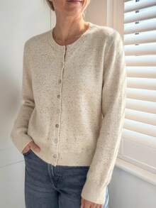 GIGOGOU Fashion Autumn Winter Basic Women Knit Cardigan Casual Soft Cozy Long Sleeves Sweater Top Simple Fall - Apricot - View 5