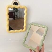 2pcs/1pc Wavy Makeup Mirror, Desktop Or Wall-Mounted, High Definition Vanity Mirror, Room Decor, Back To School Dorm Supplies - Multicolor - View 4