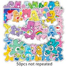 50/100/550pcs Cute Cartoon Care Bears Heart Design Sticker Pack, Including Love-A-Lot Bear, Funshine Bear, Friend Bear, Suitable For Gifts, Back To School And Other Occasions - A - View 7