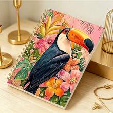 1pc Tropical Toucan And Flower Art A5 Spiral Notebook, Suitable For Students' Class Notes, Office Meeting Minutes, Portable Plan Books And Diaries, Suitable For Professionals, Students And Office Use, Is A Creative Gift Choice - Multicolor - View 4