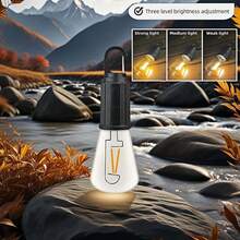 Lámpara LED portátil para camping, se puede colgar en cualquier lugar, recargable por USB-C, 3 modos de brillo, resistente al agua, adecuada para emergencias, tiendas de campaña, senderismo, cortes de energía y uso en exteriores (Negro 1PCS) (T02) - 1 - Ver 6