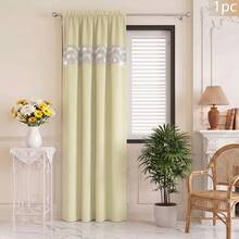 FLYINGCURTAINS Modern Plaid Patchwork Thermal Sunscreen Curtain With Window Rod Bag Style Light Translucent Privacy Window Screen, Farmhouse Style Home Decor Curtain - Ivory White - View 8
