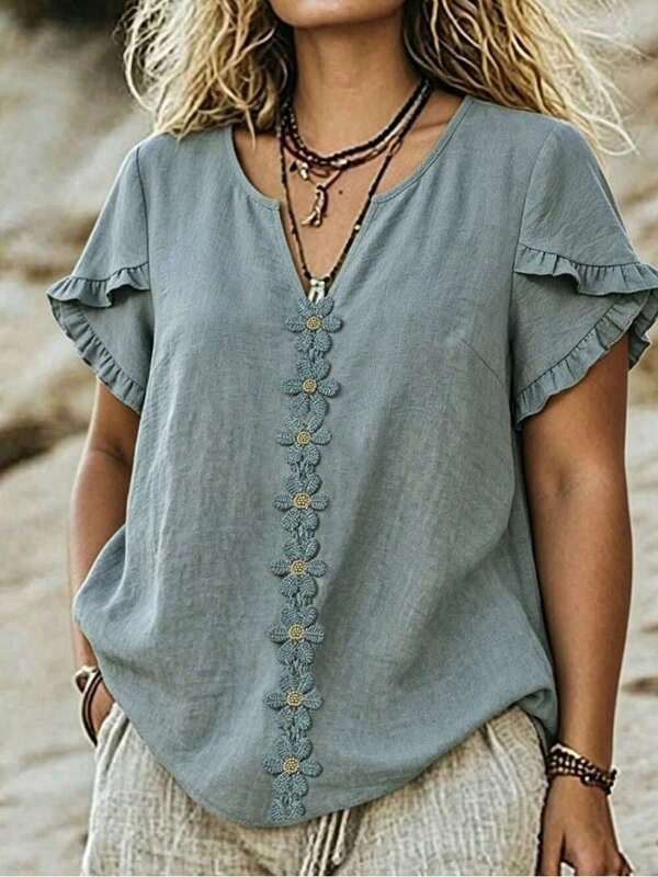 CURVE Plus Size Woven Casual Boho Resort Daily Commuting Vacation And Office Wear Summer Womens Shirt Purple