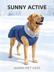 Winter Dog Coats, Anti-Frost Fleece Dog Vest, Cold Weather Dog Jacket With Reflective Panels - Features Adjustable Hook And Loop Straps For Easy On/Off, Suitable For Small, Medium, And Large Dogs - Royal Blue - View 2