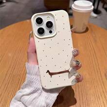 1 pieza Funda de teléfono de TPU con cobertura completa y diseño de patrón de perro salchicha transparente con efecto espacial - Multicolor - Ver 2
