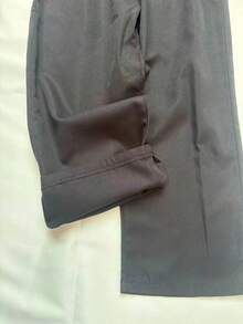 女童純色休閒百搭優雅直筒長褲附腰帶，輕量校服褲，適合學校、婚禮、攝影及派對穿著 - 黑色 - 查看 7
