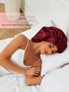 4pcs/Set Silky Elastic Bow Sleep Cap Set, Includes 1pc Sleep Cap, 2pcs Hair Scrunchies And 1pc Storage Bag, Can Be Used As Sleep Cap Or Shower Cap, Suitable For All Seasons (Optional 4pcs/Set Or 1pc/Set) - Multicolor - View 6