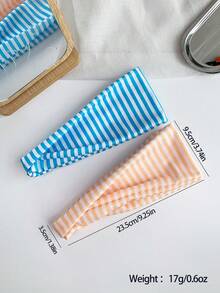 1pc Summer Fresh Color-Block Thin Striped Twisted Wide Headband, High Elastic Fabric Headband, Beach Vacation Fitness Non-Slip Versatile Energetic Hair Accessory - Multicolor - View 3