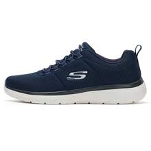 Skechers Men's Breathable Flyknit One-Piece Soft Sole Cushioned Daily Running Shoes - Navy Blue - View 6