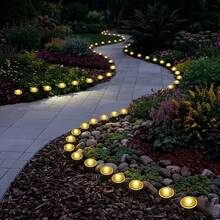 Golden Hour Aesthetic Solar In-Ground Path Lights Warm Glow Waterproof Outdoor Garden Lawn Patio Photo-Worthy Yard Decoration - Black - View 2