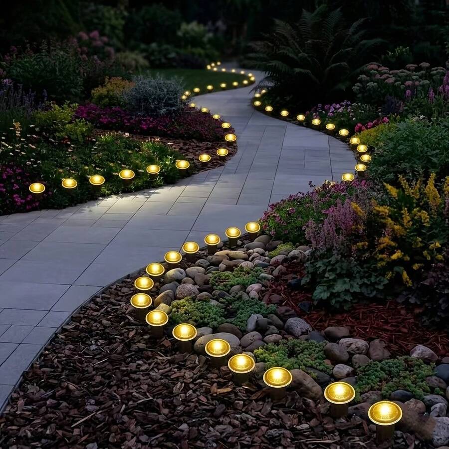 Golden Hour Aesthetic Solar In-Ground Path Lights Warm Glow Waterproof Outdoor Garden Lawn Patio Photo-Worthy Yard Decoration