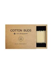200pcs/Pack Kraft Paper Box Bamboo & Wood Double-Ended Cotton Swabs, Makeup Remover Pad Buds, Ear Cleaning - Multicolor - View 24