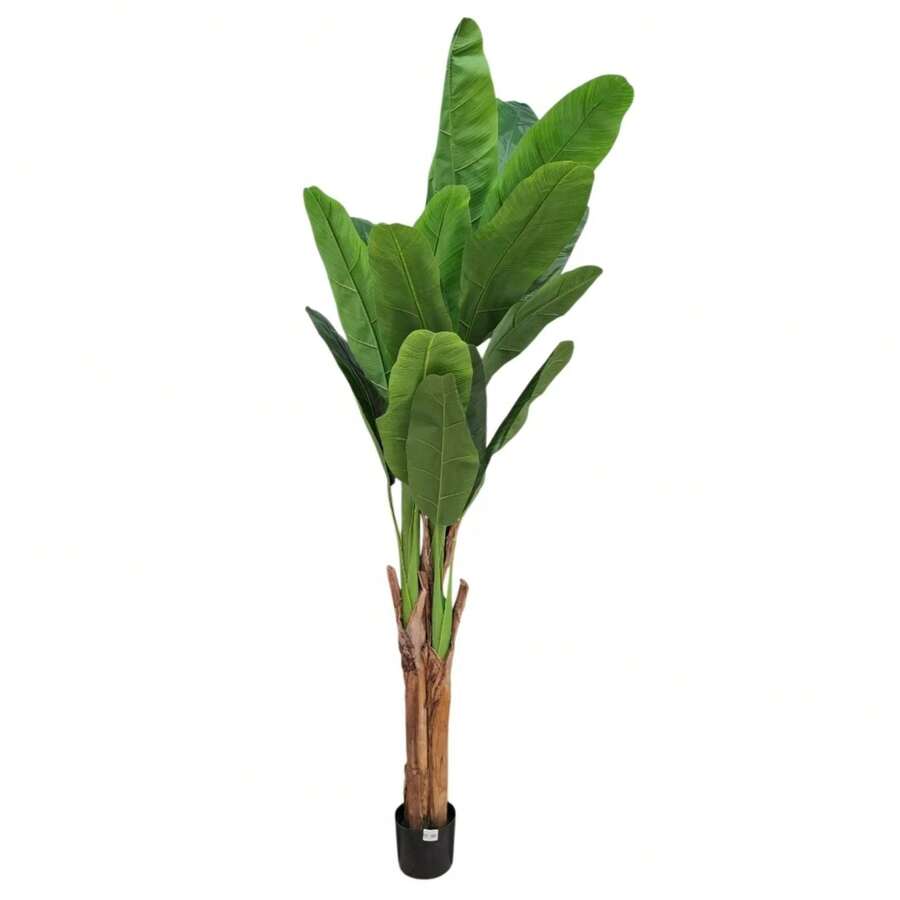 Large Artificial Banana Tree Floor Planter, Suitable For Indoor Living Rooms And Shops. Easy To Clean And Maintain With Daily Wiping. Perfect For Placement In Corners Near Floor-To-Ceiling Windows And Guesthouses. - Green - View 1