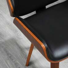 HOMCOM Dining Chairs Set Of 2 Kitchen Chairs With Backrest Vintage Black | Upholstered Chair For Dining Room And Dining Table, Chairs With Wooden Legs, Faux Leather - Black - View 8
