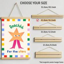 1pc Reach For The Stars Nursery Wall Art, Cute Star Print Canvas Painting, Inspirational Quote Poster For Boys And Girls Bedroom, Unframed/Framed/Hanging Decor - Multicolor - View 17