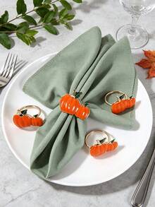 6/12 Stücke Thanksgiving Kürbis Serviettenringe, geeignet für Hochzeitsfeier, Feiertagsfeier, Picknick Camping, Landtreffen, Geburtstagsbankett Tischdekoration Serviettenhalter, einfacher Stil - Verschiedenfarbig - Übersicht 3