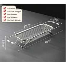 Rectangular Fruit And Vegetable Washing Basket Stainless Steel Draining Basket Sink Strainer For Kitchen Versatile Reusable Food Strainer For Washing Fruits Vegetables And Pasta Space-Saving Design - View 9