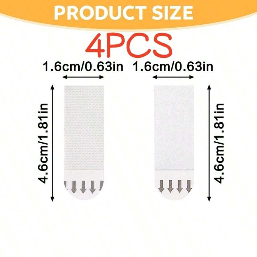 4 Pairs Heavy Duty Polyamide Hook And Loop Strips - No Drilling Required, Picture Frame Magic Tape, Removable Wall Hooks, Strong Adhesive, Drywall Damage-Free Installation, Easy To Install And Remove, Perfect For Picture Frames, Artwork - View 1