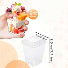 100pcs/50pcs/25pcs/20pcs/10pcs Cetakan Dessert DIY yang Dapat Digunakan Kembali, Cangkir Kue Es Krim Persegi Transparan dengan Tutup Bening Opsional, Cangkir Puding, Tahan Suhu Rendah dan Mudah Dibersihkan, Cocok untuk Kafe, Camilan, Dessert Prasmanan, Rumah, Acara Hiburan, Dapur, Pesta Kue, Puding, Kue Keju, Mousse, Cangkir Jeli - Clear - View 7