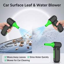 Snow Blower & Brushless Turbo Air Duster, 9000000RPH, 79m/S Wind Speed, 3-Gear LCD Display, High-Brightness Focused LED, Dual 4000mAh Batteries, 15-105 Minutes Runtime, 3-Hour Type-C Charging, Suitable For BBQ, Car, Computer And Home Cleaning Complete Tool Set - Green - View 2