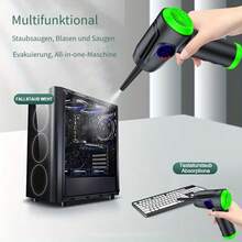 無線電動除塵吹風機 51000RPM 便攜式吹風機，4段式LCD顯示，3000mAh USB充電，15-45分鐘運行時間，90°可折疊手柄，多種噴嘴，適用於電腦、鍵盤、遊戲機、汽車的除塵清潔器，可取代一次性壓縮空氣罐 - 綠色 - 查看 10