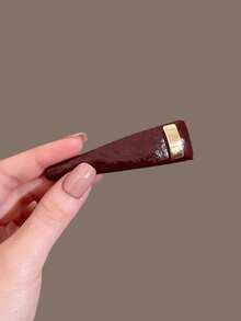 2件組女款新式復古皮革髮夾，時尚側分瀏海夾，可用於理順頭髮，單頭髮飾 - 彩色 - 查看 5