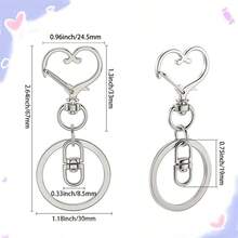 8pcs Heart-Shaped Keychain Rings, Alloy Spring Buckle With 8-Figure Rotating Hook, Suitable For Keychain Making, DIY Crafts, Wallet And Handbag Accessories, Perfect For Gift Making - 8 Heart-shaped Flat Circle - View 2