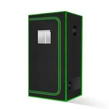Tienda de campaña pequeña para aerogarden, 18 x 18 x 48 pulgadas, sistema de cultivo hidropónico, lona de Mylar de diamante 600D altamente reflectante con ventana de ventilación y bandeja - Negro - Ver 2