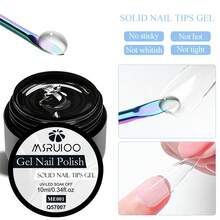 MSRUIOO 1/2pcs 10ml Solid Nail Tips Gel--Long Lasting Solid Hard Gel, No Sticky Hands, UV LED Curing, Nail Salon & Home Use, Clear Acrylic Solid Nail Tips Gel Nail Polish For Press On Nails, False Tips, Extensions - Strong Bonding, Easy Application - Transparent - View 6