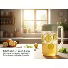 EKWY Jarra Medidora de Plastico 2.5L con Tapa y Asa -Dispensador Transparente para Agua Fria, Jugo, TeHelado y Limonada - Botella Reutilizable conMedidasjarra plastica grande, jarra medidora 2.5litros, dispensador de agua fria, jarra paralimonada, jarra t - Verde - Ver 7