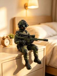 Figur Aksi Prajurit Taktis Mini Pasukan Khusus Posisi Duduk Model Militer dengan Kacamata Penglihatan Malam dan Senapan Sniper Model Senjata Hiasan Meja Patung Koleksi Dekorasi untuk Rumah Kantor Rak Buku Pajangan Hadiah Penggemar Game - A2 - View 4