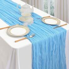 1pc Cheesecloth Table Runner, Semi-Transparent Gauze Tablecloth, Bohemian Or Rustic Style Wedding Table Decor, Suitable For Wedding Decoration, Arch Drapery, Bridal Shower, Holiday Party Decor - Multicolor - View 58