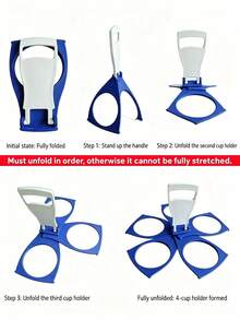 Foldable 4-Cup Beverage Carrier, Portable Coffee/Beer/Soda Cup Holder For Car, Camping, Takeout, Party - Multicolor - View 6
