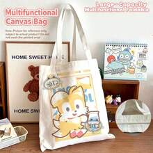 Cute Sonic The Hedgehog Canvas Tote Bag, Cartoon Character Shoulder Handbag, Reusable Large Capacity Shopping Bag For Students Daily Use Asmodee - Multi-color - View 13
