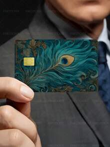 1pc Peacock Pattern Credit Card Cover Sticker Protective Card Sleeve, PVC Material Anti-Fingerprint Durable Scratch-Resistant Wear-Resistant Skin, Party Birthday Gift, Suitable For Men And Women, Small Chip Card, Bank Card, Credit Card, Transit Card, Key Card, Student Campus Card Personalized DIY, Privacy Protection - Multicolor - View 6