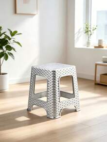 Imitation Rattan Plastic Step Stool, Anti-Slip Hollow Square Seat Stool, Sturdy Stackable Small Bench For Bathroom, Bedroom, Entrance Shoe Changing, Kitchen Storage, Kids Adults Household Daily Use Stool - Multicolor - View 8