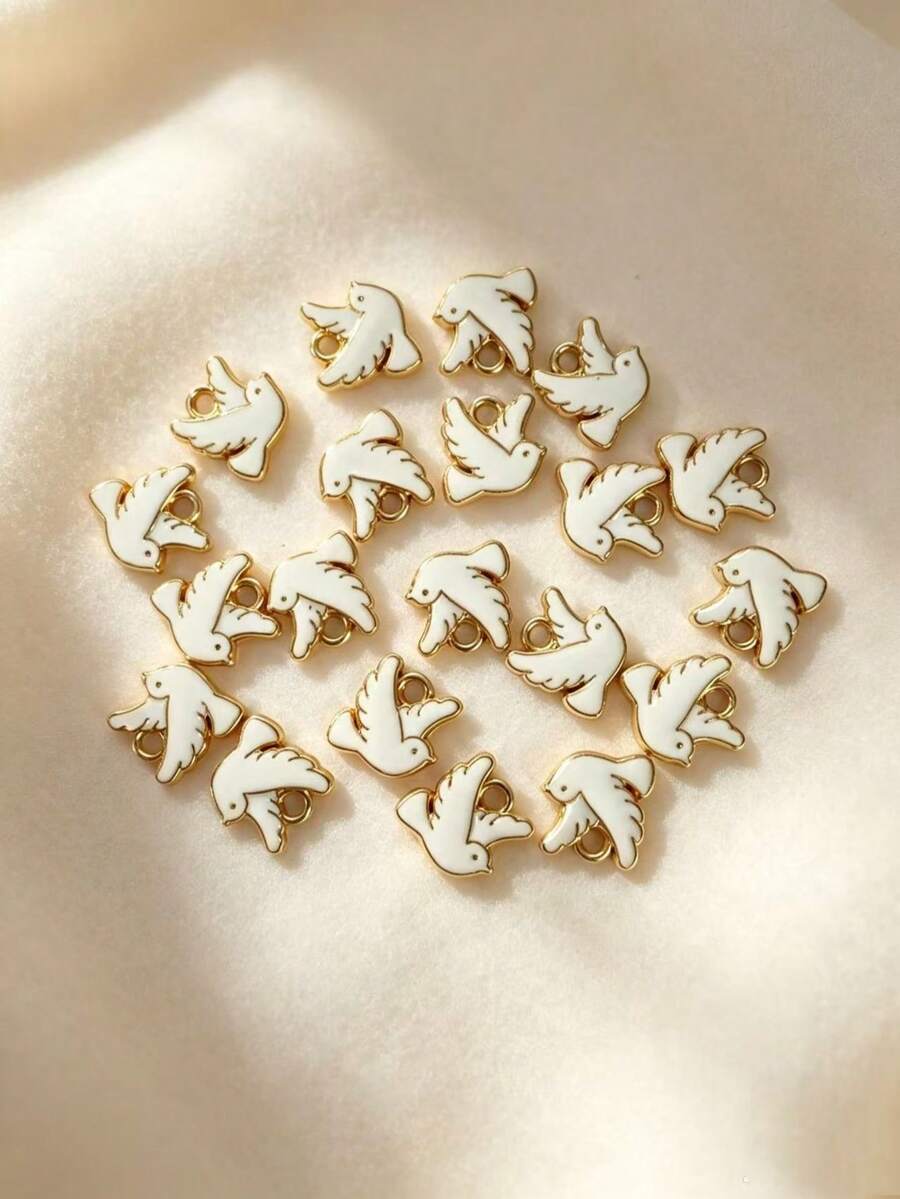 20/50 pièces Charmes d'animaux de pigeon en alliage avec goutte d'huile, matériaux pour collier, boucles d'oreilles, porte-clés faits main DIY - 20 pièces - Voir 1