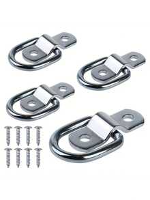 1 Set Surface Mount D-Ring Tie Down Anchor Fixing Clip, Suitable For Trucks, Trailers, Horse Boxes, Boats, Rope Fastening Clips, Hardware Accessories - Silver - View 4