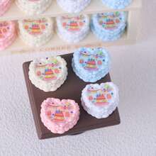 6/10/15pcs Cute Heart-Shaped Cream Cake DIY Resin Charm Pendant Accessories, Suitable For Handicrafts, Hair Clip Decoration And Jewelry Making Materials - Random Color - 3D Heart-shaped Cake - View 6