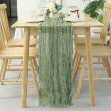 1pc Cheesecloth Table Runner, Semi-Transparent Gauze Tablecloth, Bohemian Or Rustic Style Wedding Table Decor, Suitable For Wedding Decoration, Arch Drapery, Bridal Shower, Holiday Party Decor - Multicolor - View 77
